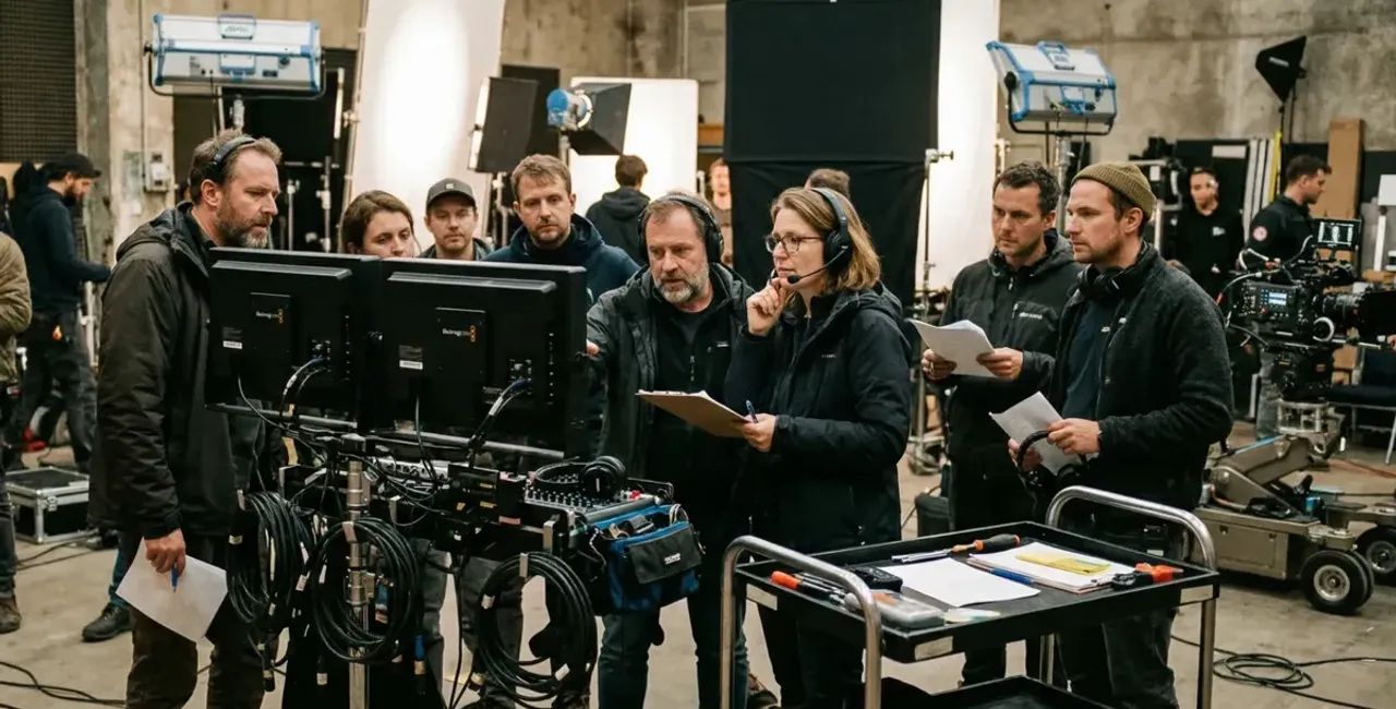 Film production crew on set